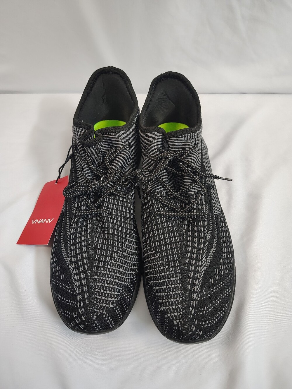 "VNANV" Men's Black Knit Lace-Up Athletic Sneakers Size US 17/49